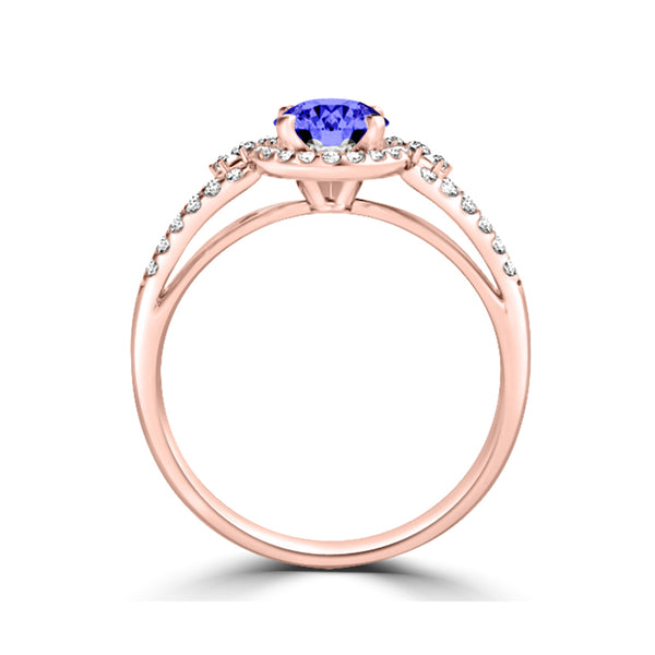 TMR121176 - Serenity - Round Tanzanite and Diamond Ring Halo