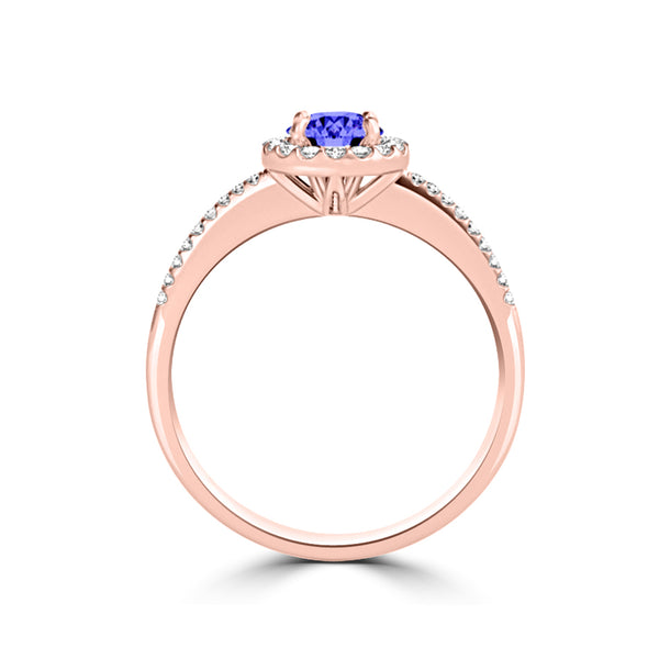 TMR121153 - Everly - Round Tanzanite and Diamond Ring Halo