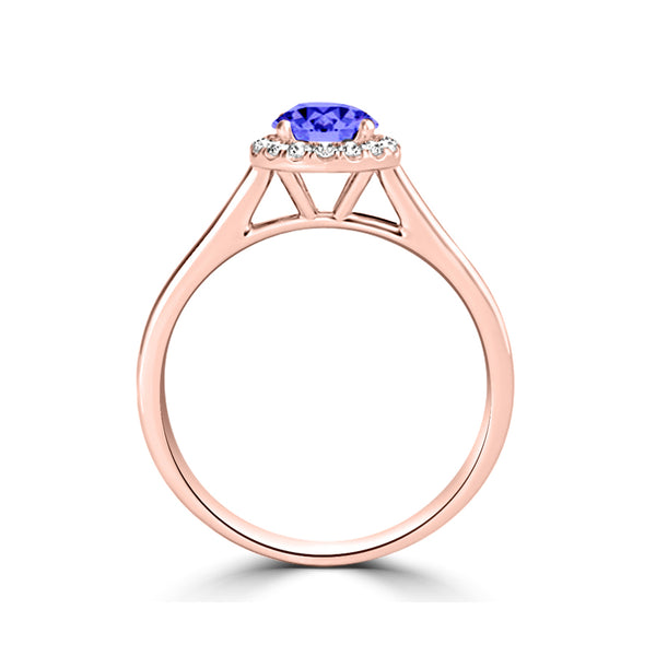 TMR121152 - Paisley - Round Tanzanite and Diamond Ring Halo