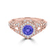TMR121166 - Elena - Round Tanzanite and Diamond Ring Halo
