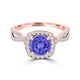 TMR121189 - Lydia - Round Tanzanite and Diamond Ring Halo