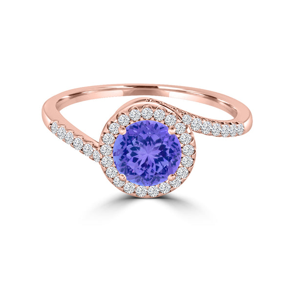 TMR121183 - Eliana - Round Tanzanite and Diamond Ring Halo