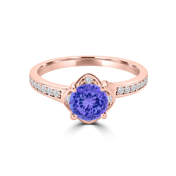 TMR121187 - Sadie - Round Tanzanite and Diamond Ring Halo