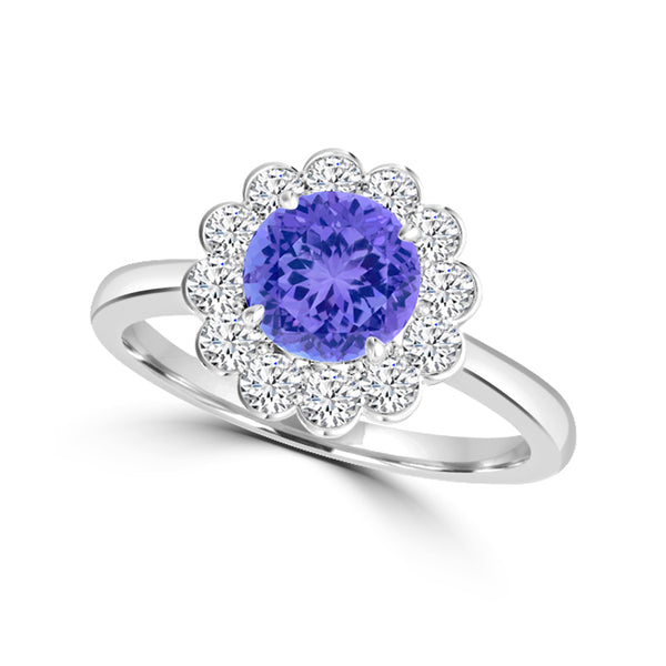 TMR121182 - Isla - Round Tanzanite and Diamond Ring Halo