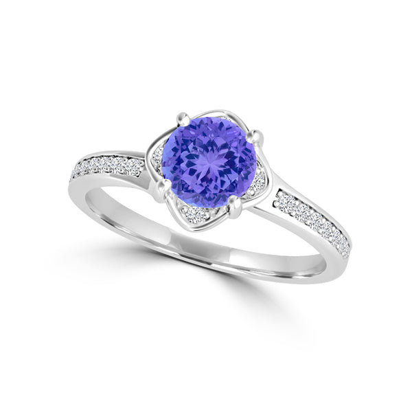 TMR121187 - Sadie - Round Tanzanite and Diamond Ring Halo