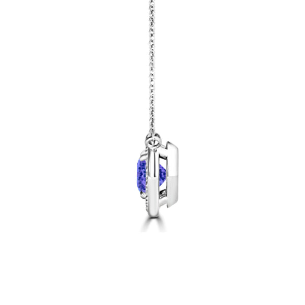 TMR121136 - Aubrey - Round Tanzanite and Diamond Pendant Halo