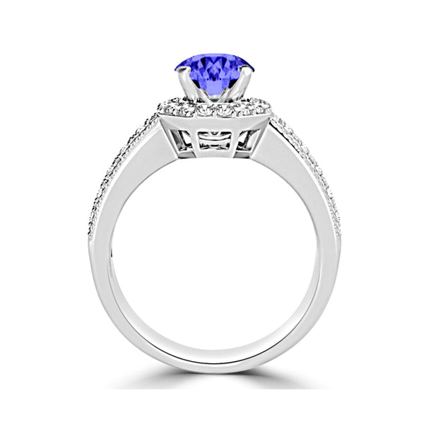 TMR121191 - Josephine - Round Tanzanite and Diamond Ring Halo