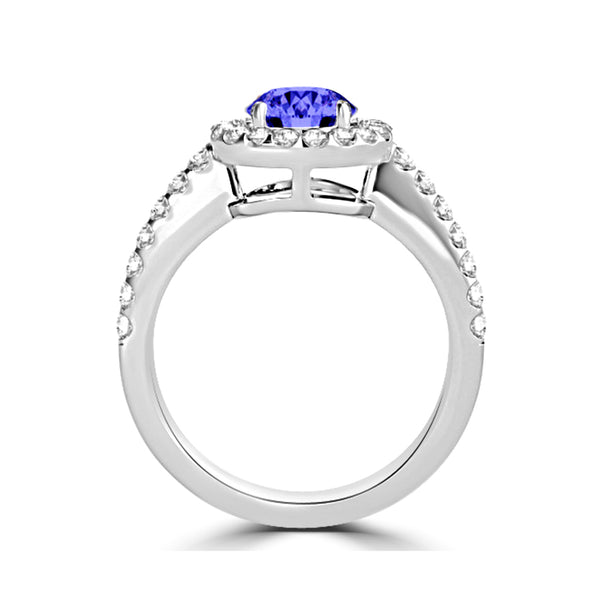 TMR121180 - Gianna - Round Tanzanite and Diamond Ring Halo