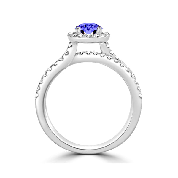 TMR121170 - Gabriella - Round Tanzanite and Diamond Ring Halo