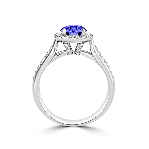 TMR121184 - Quinn - Round Tanzanite and Diamond Ring Halo