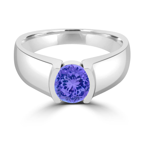 TMR121107 - Mia - Round Tanzanite and - Ring Solitaire