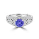 TMR121179 - Hailey - Round Tanzanite and Diamond Ring Halo