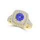 TMR121156 - Nova - Round Tanzanite and Diamond Ring Double Halo