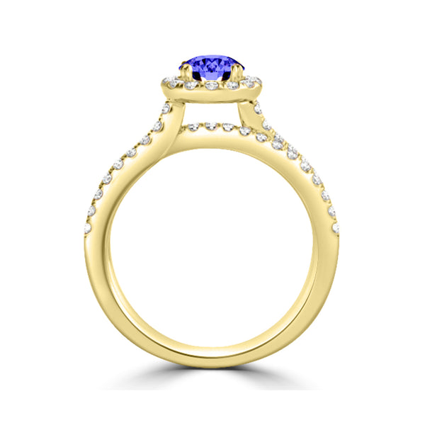 TMR121170 - Gabriella - Round Tanzanite and Diamond Ring Halo