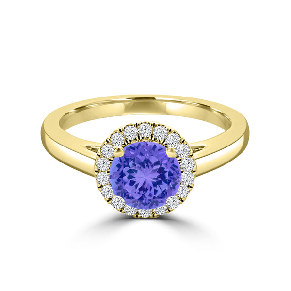 TMR121181 - Valentina - Round Tanzanite and Diamond Ring Halo