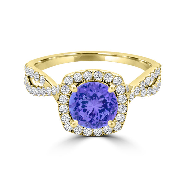 TMR121189 - Lydia - Round Tanzanite and Diamond Ring Halo