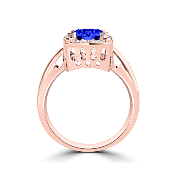 TMR121209 - Yara - Emerald Cut Tanzanite and Diamond Ring Halo