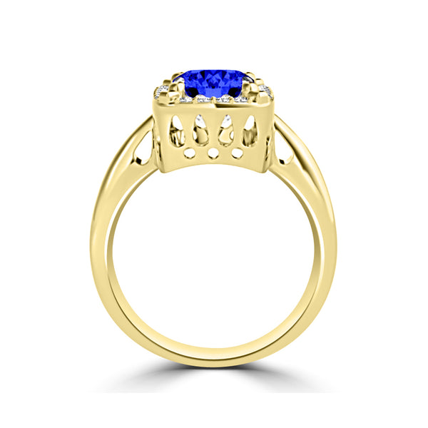 TMR121209 - Yara - Emerald Cut Tanzanite and Diamond Ring Halo