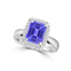 TMR121209 - Yara - Emerald Cut Tanzanite and Diamond Ring Halo