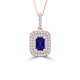 TMR121142 - Hazel - Emerald Cut Tanzanite and Diamond Pendant Double Halo