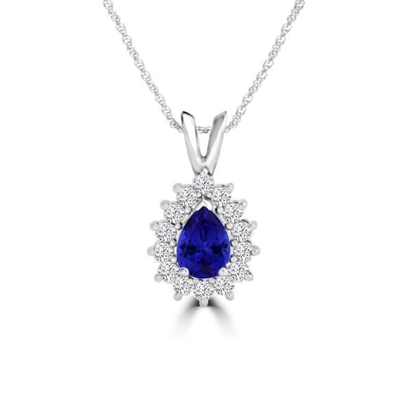 TMR121143 - Violet - Pear Tanzanite and Diamond Pendant