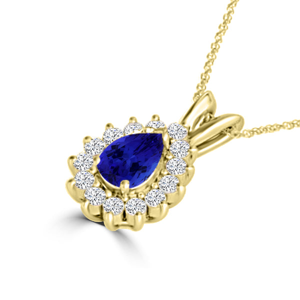 TMR121143 - Violet - Pear Tanzanite and Diamond Pendant