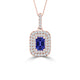 TMR121142 - Hazel - Emerald Cut Tanzanite and Diamond Pendant Double Halo