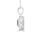 TMR121142 - Hazel - Emerald Cut Tanzanite and Diamond Pendant Double Halo