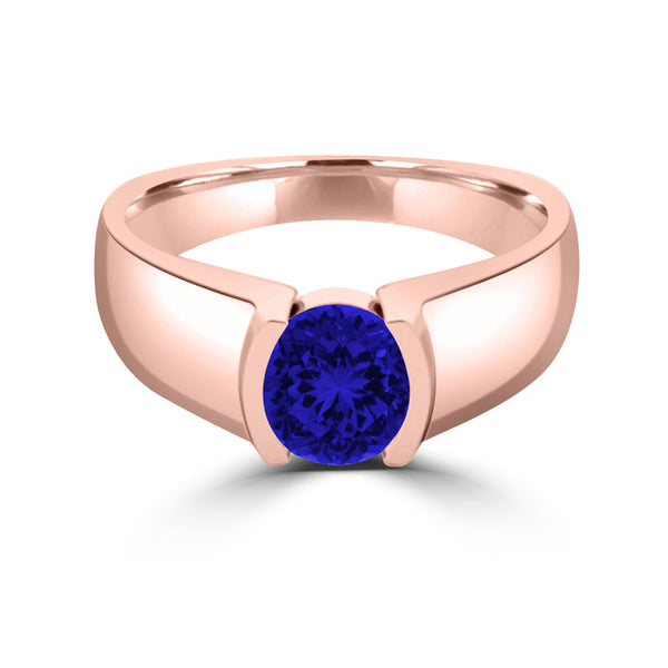 TMR121107 - Mia - Round Tanzanite and - Ring Solitaire