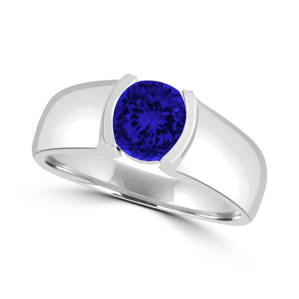 TMR121107 - Mia - Round Tanzanite and - Ring Solitaire