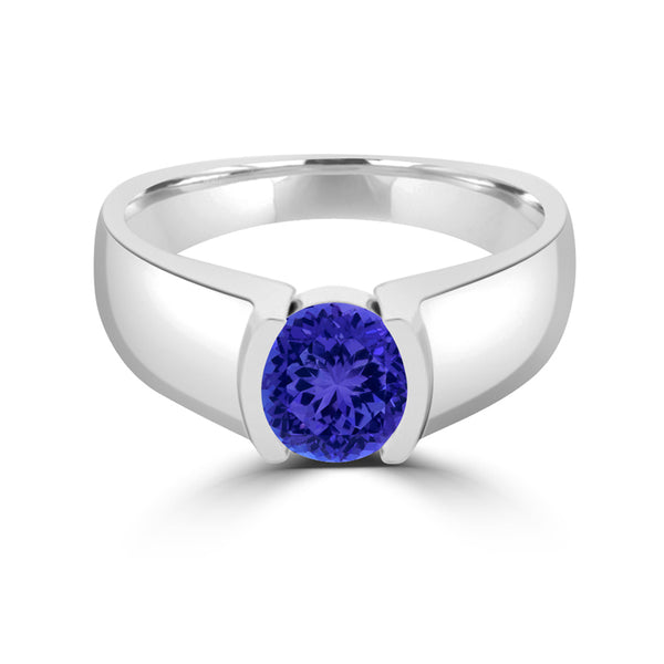 TMR121107 - Mia - Round Tanzanite and - Ring Solitaire