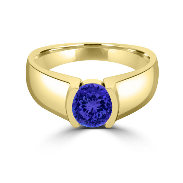 TMR121107 - Mia - Round Tanzanite and - Ring Solitaire