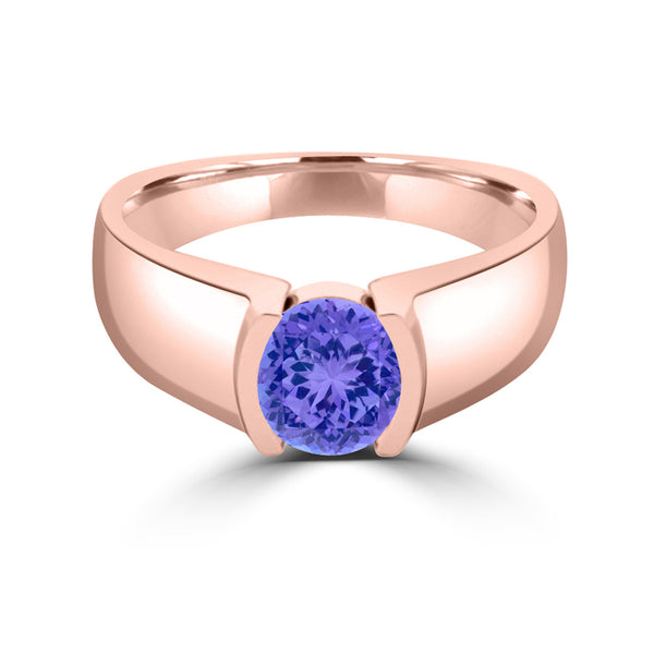 TMR121107 - Mia - Round Tanzanite and - Ring Solitaire