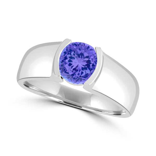 TMR121107 - Mia - Round Tanzanite and - Ring Solitaire