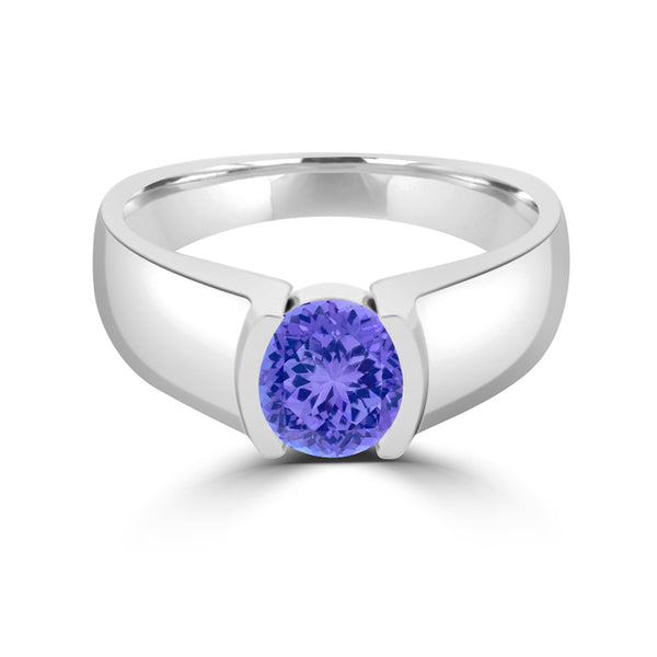 TMR121107 - Mia - Round Tanzanite and - Ring Solitaire