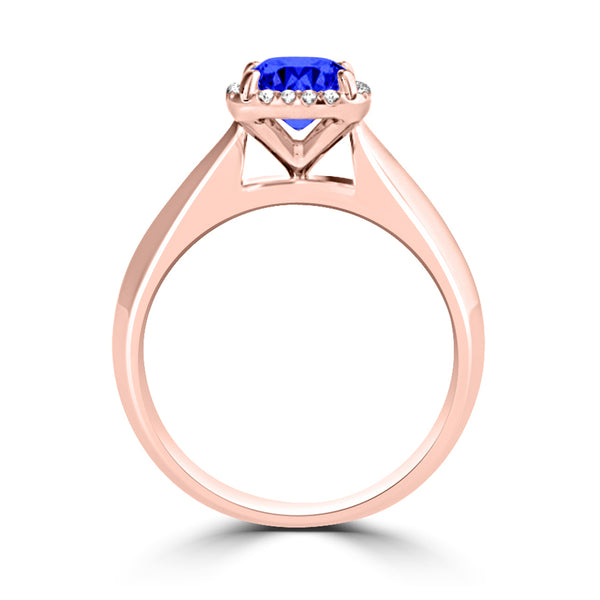 TMR121229 - Oaklyn - Cushion Tanzanite and Diamond Ring Halo