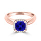 TMR121229 - Oaklyn - Cushion Tanzanite and Diamond Ring Halo