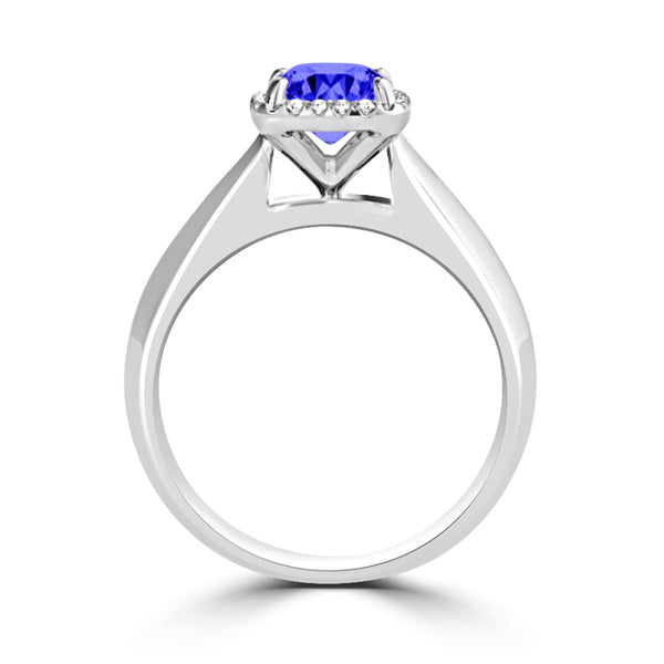 TMR121229 - Oaklyn - Cushion Tanzanite and Diamond Ring Halo