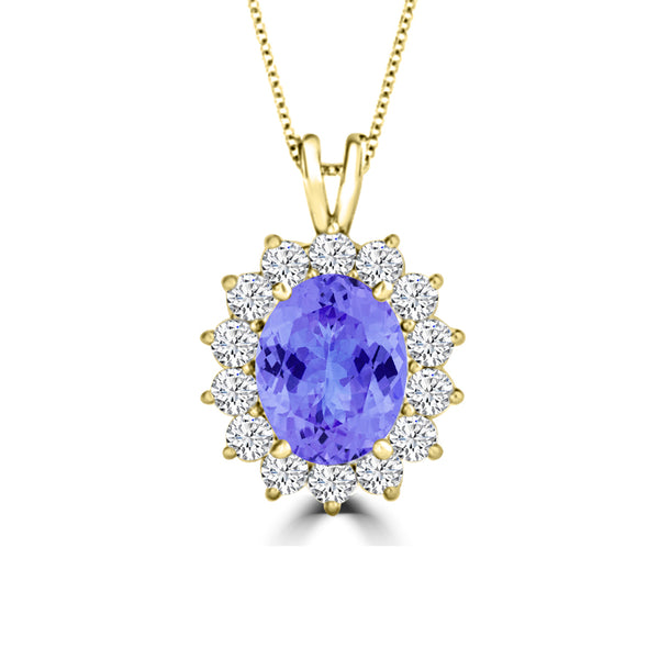 TMR121128 - Riley - Oval Tanzanite and Diamond Pendant Halo