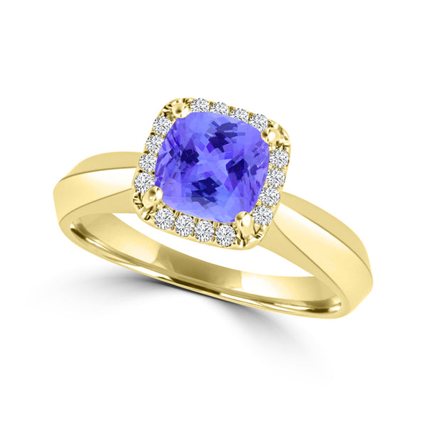 TMR121229 - Oaklyn - Cushion Tanzanite and Diamond Ring Halo