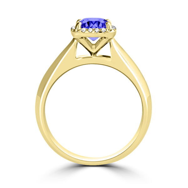 TMR121229 - Oaklyn - Cushion Tanzanite and Diamond Ring Halo