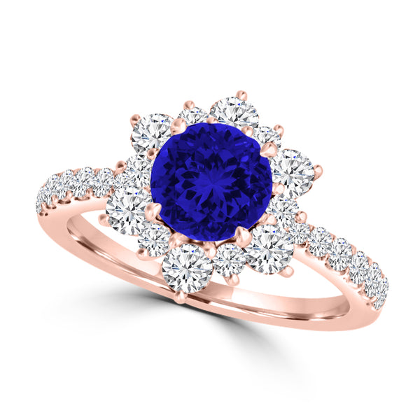 TMR121157 - Genesis - Round Tanzanite and Diamond Ring Halo