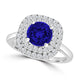 TMR121186 - Ivy - Round Tanzanite and Diamond Ring Double Halo