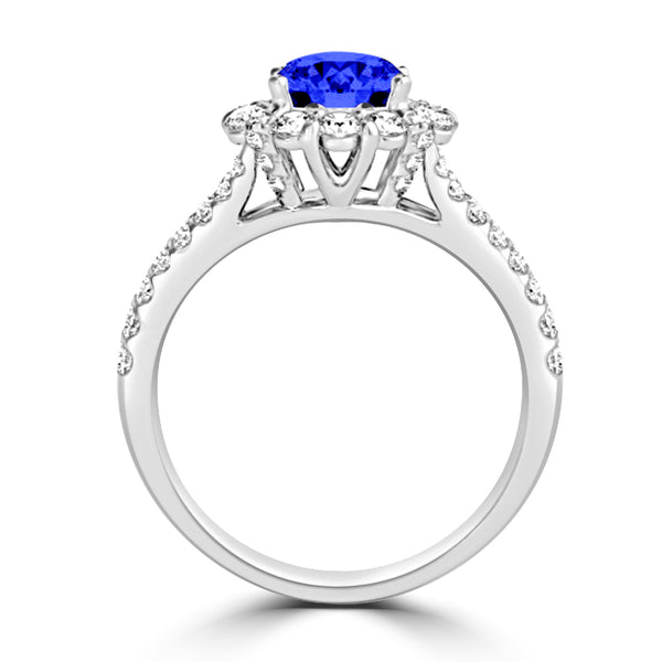 TMR121162 - Willow - Round Tanzanite and Diamond Ring Halo