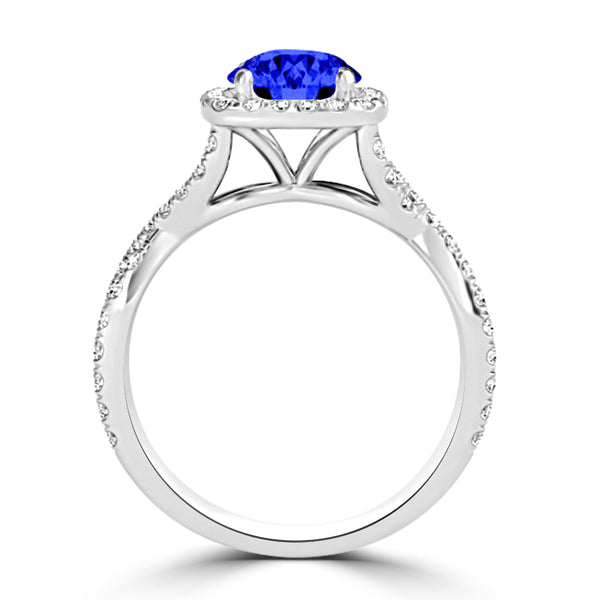 TMR121172 - Madelyn - Round Tanzanite and Diamond Ring Halo