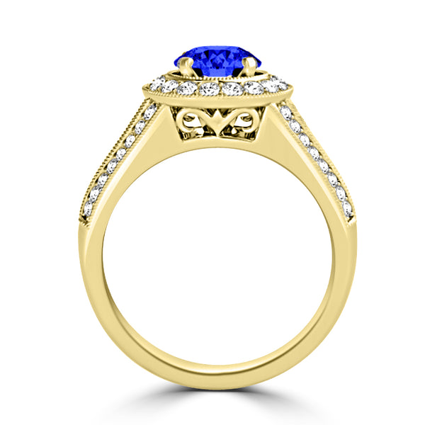 TMR121190 - Alexa - Round Tanzanite and Diamond Ring Halo