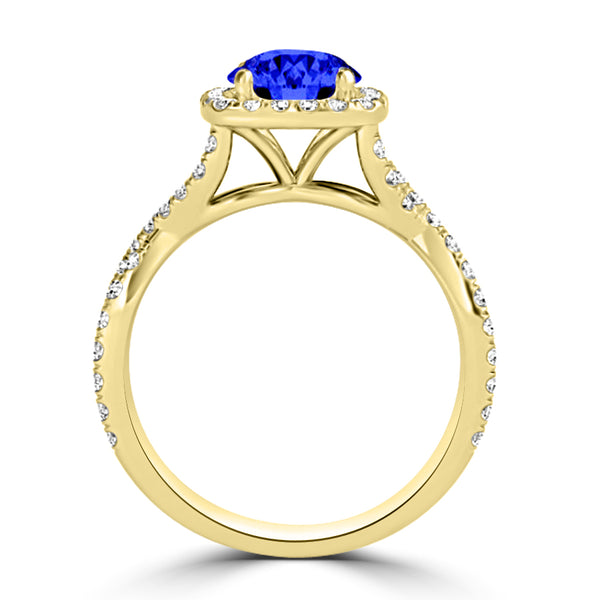 TMR121172 - Madelyn - Round Tanzanite and Diamond Ring Halo