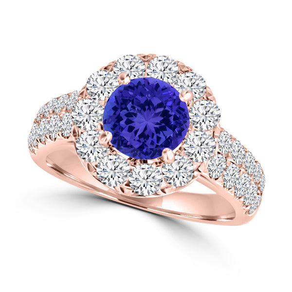 TMR121163 - Kinsley - Round Tanzanite and Diamond Ring Halo