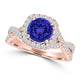 TMR121172 - Madelyn - Round Tanzanite and Diamond Ring Halo