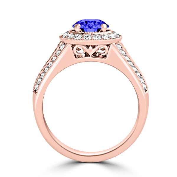 TMR121190 - Alexa - Round Tanzanite and Diamond Ring Halo